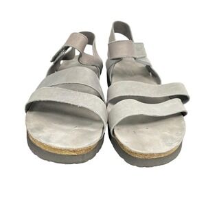 Naot Sandals Womens Size 11 Gray Leather Strappy Wedge Ankle Strap Comfort